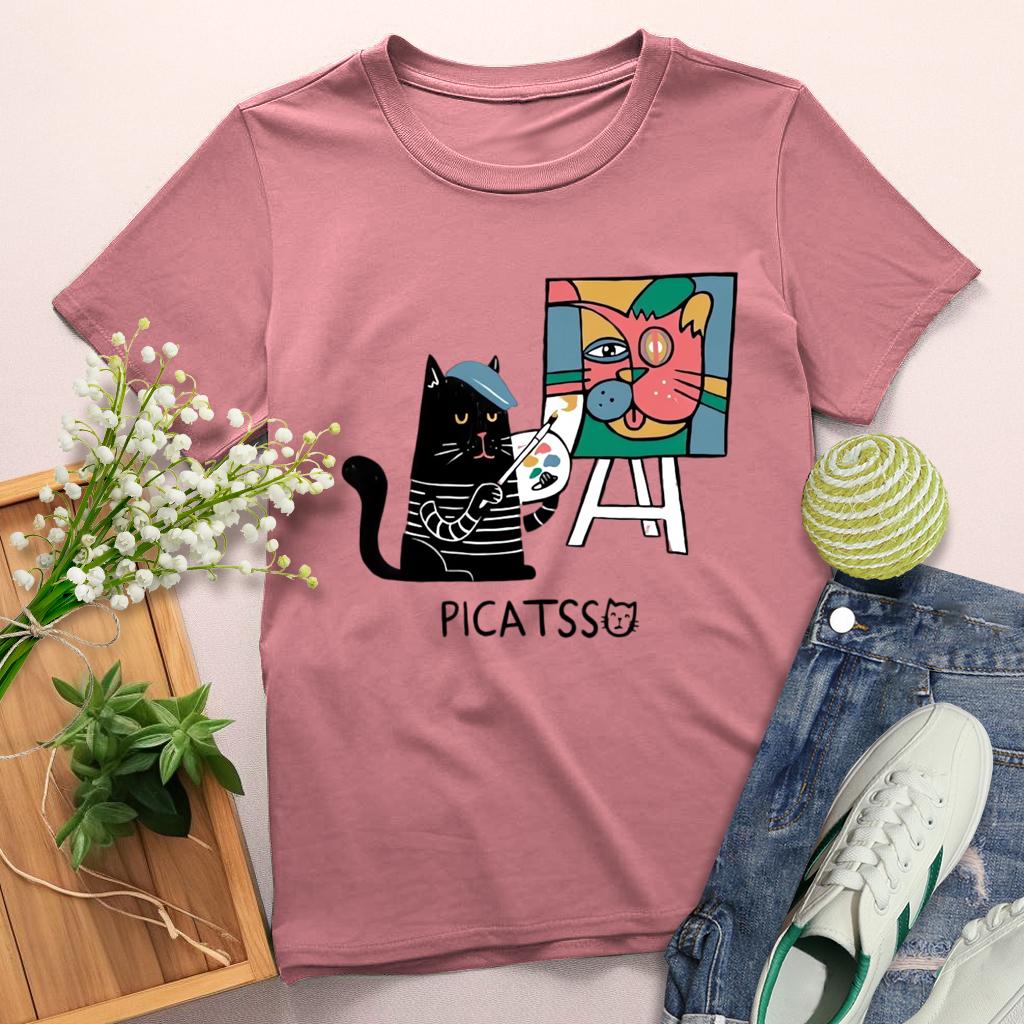 PIcatsso Round Neck T-shirt-0025230-Guru-buzz