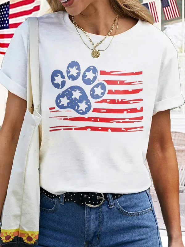 Paw Print USA Flag Women's T-shirt