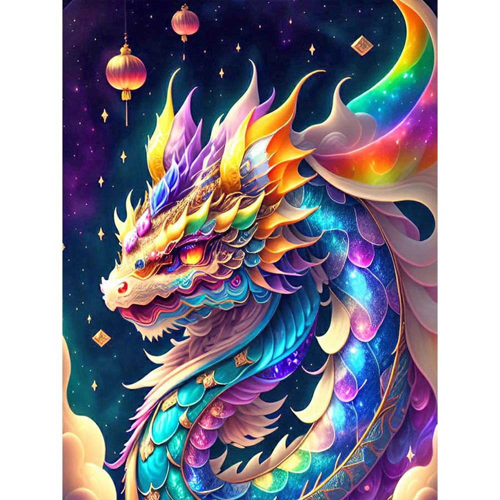 Starry Sky Colorful Dragon 30 40CM Canvas Full Round Drill Diamond Painting