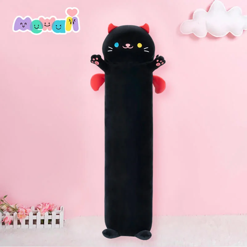 Mewaii Long Cat Plush Devil Kitten Black-Raising Hand Stuffed Animal Kawaii Plush Pillow Squishy Toy