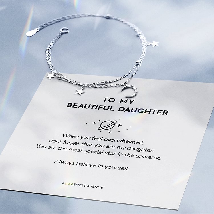 To My Beautiful Daughter 925s Crescent Bracelet
