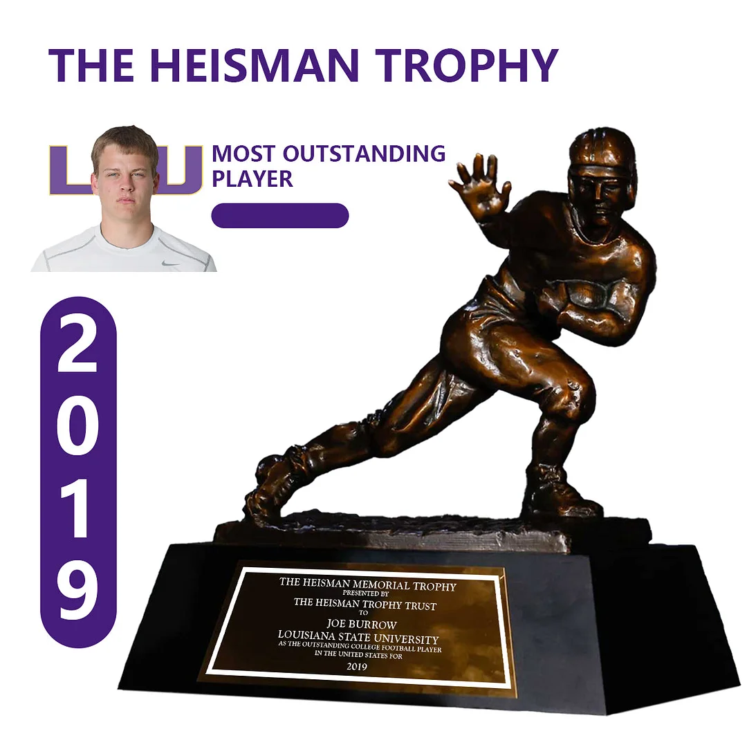 2019 LSU Tigers Joseph Lee Burrow NCAA Heisman Trophy
