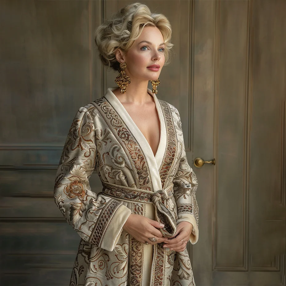 Women's Flannel Baroque Flower Robe Nightgown-inspireuse