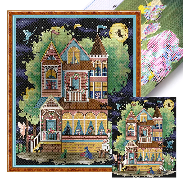 『Joy Sunday
』Fairy House - 14CT Stamped Cross Stitch(37*44cm)
