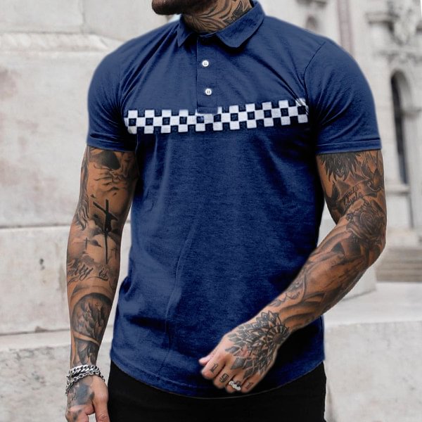 Men's Striped Contrast Zip Collar POLO Shirt