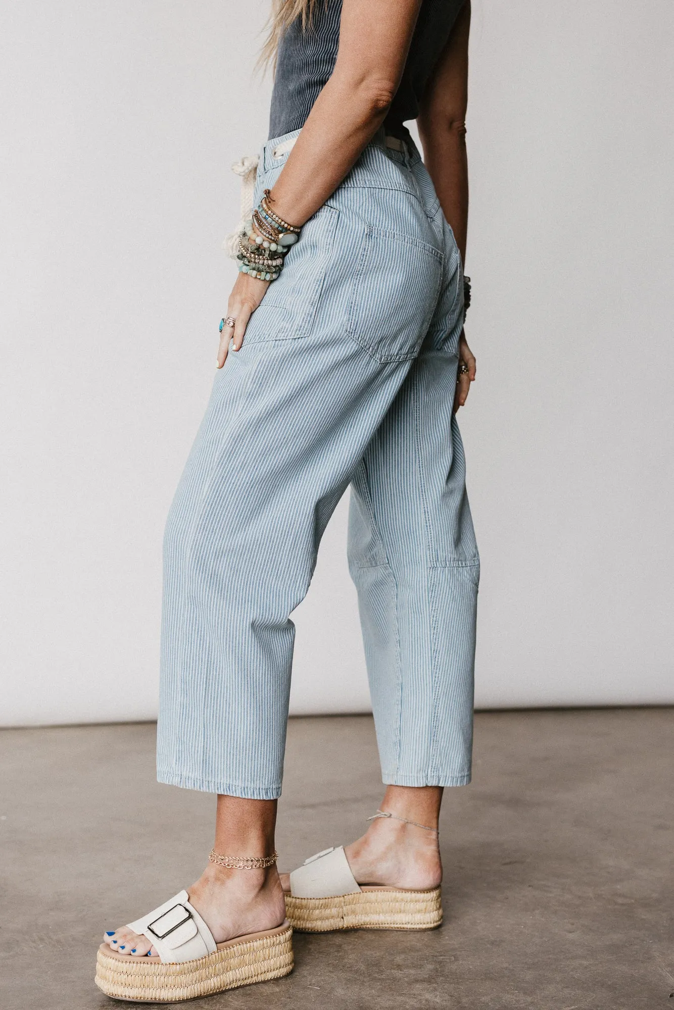 Elevated Eyelet Barrel Jeans - Multi Stripe