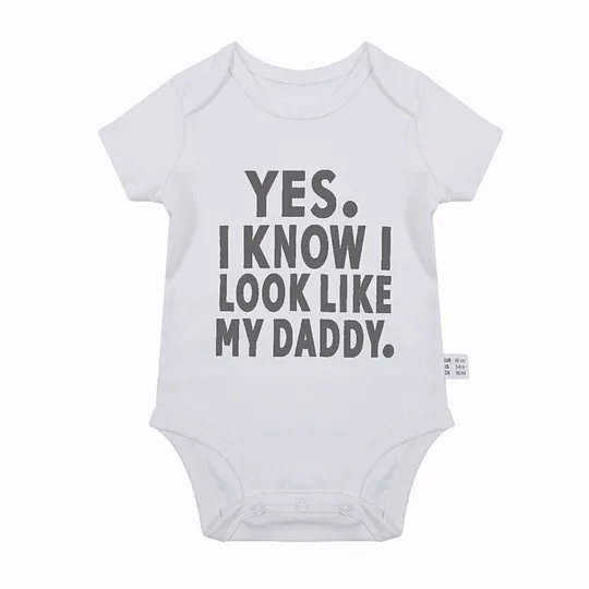【0M-24M】Adorable Baby Bodysuit With "Yes, I Know I Look Like My Daddy" Print