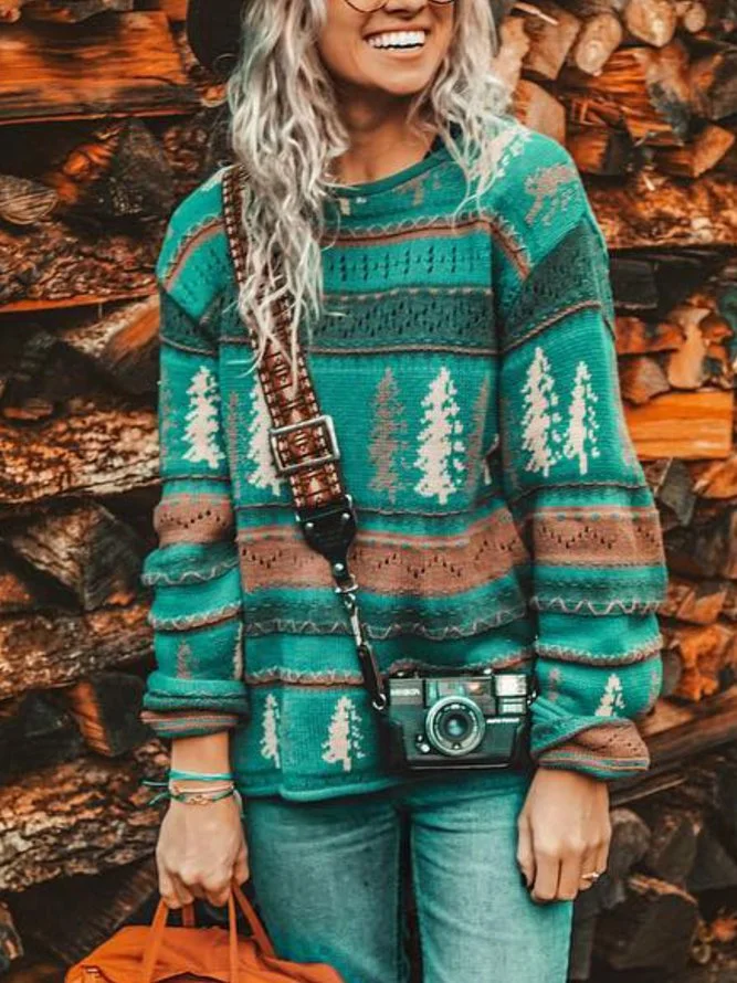 Casual Floral-Print Vintage Shift Sweatshirt Zaesvini
