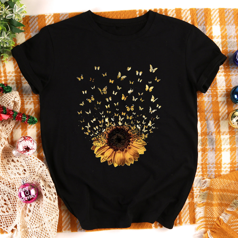 Adorable Butterfly Sunflower T-shirt Tee -012731-Guru-buzz