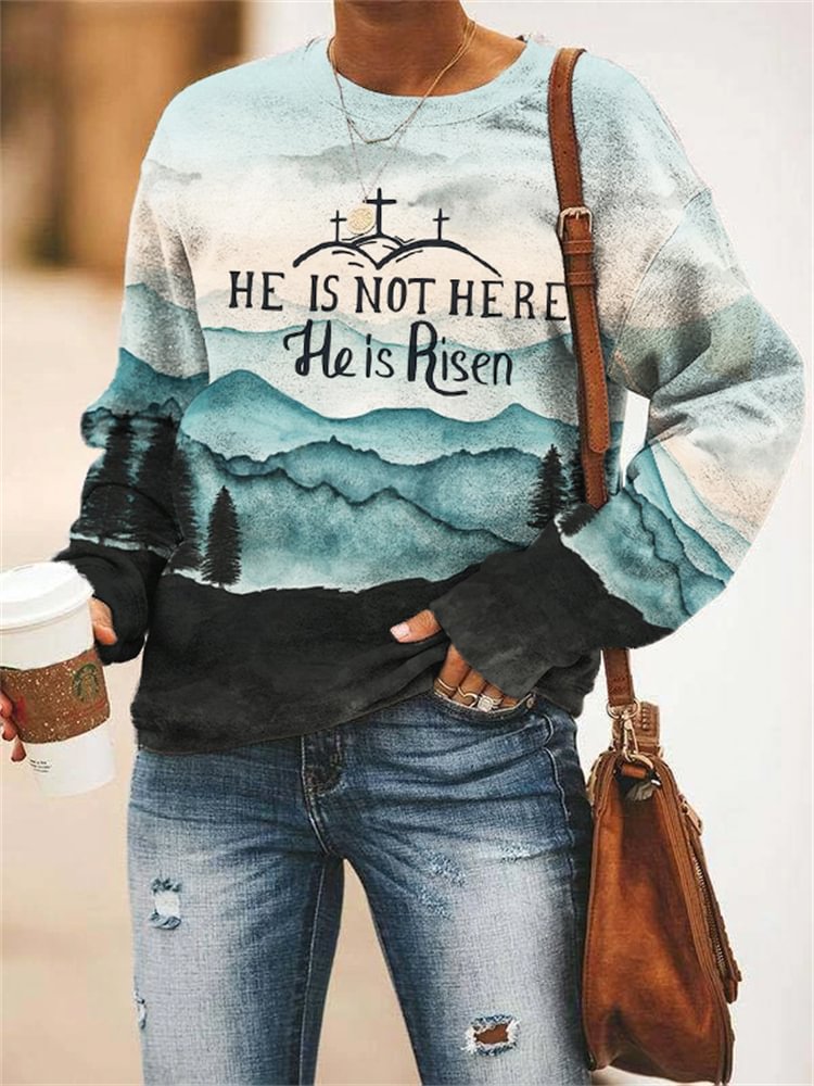 He Is Risen Landscape Watercolor Sweatshirt