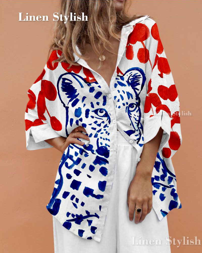 Vintage Art Patchwork Leopard Shirt main image 0