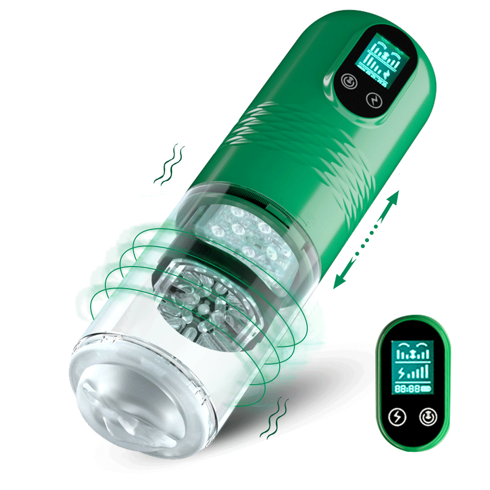 Luoge 383 Green Diamond Telescoping Vibrating Male Masturbator