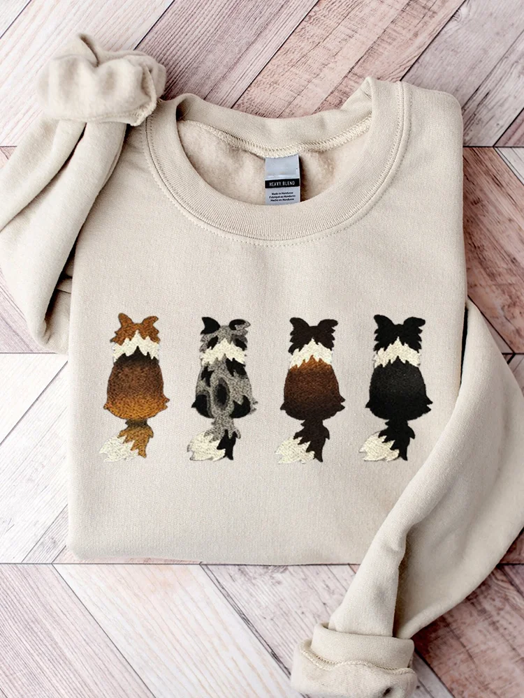Comstylish Border Collie Back View Embroidered Comfy Sweatshirt
