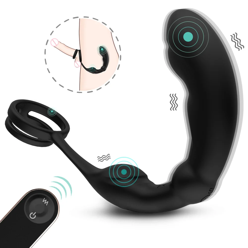 Anal Plug Vibrator Prostate Massager Masturbators With Double Ring - Rose Toy