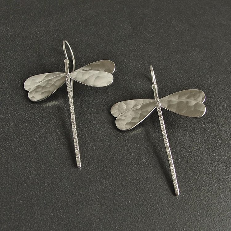 Three-dimensional Dragonfly Long Earrings