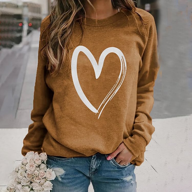 VChics Women's Valentine's Day Love Heart Casual Sweatshirt