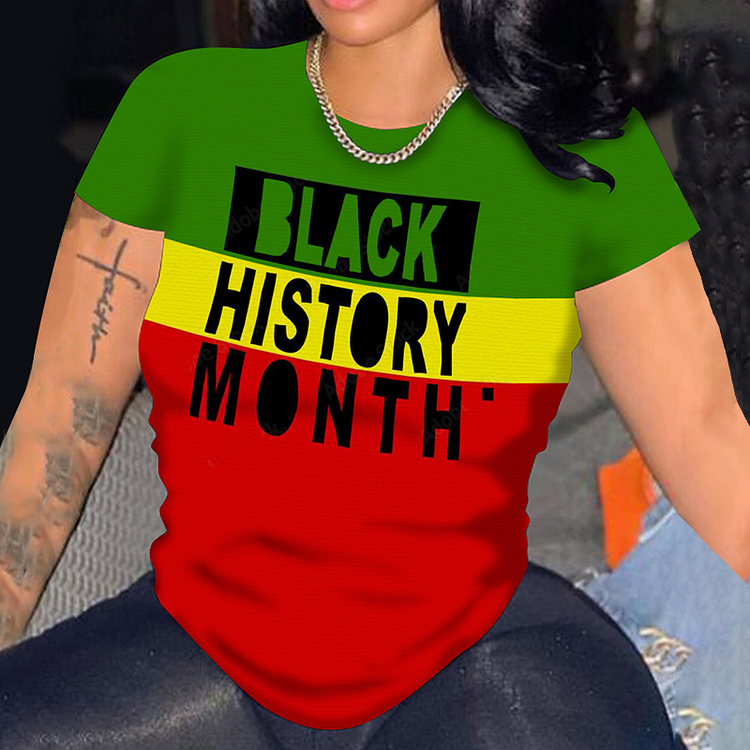 Vefave Colorblock Black History Short Sleeve T-Shirt