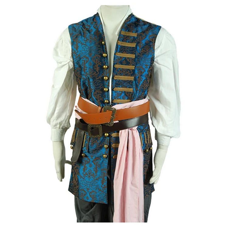 Pirates Of The Caribbean 4 Jack Sparrow Vest Costume Halloween Carnival Suit