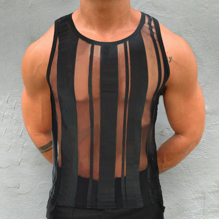 Men's Vertical Mesh See-through Vest / TECHWEAR CLUB / Techwear