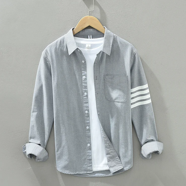 Men's Daily Striped Colorblock With Pocket Long Sleeve Shirts
