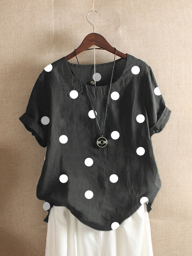 Polka Dot Short Sleeve T shirt For Women P1670614