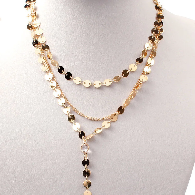 Fashion All-match Sequin Multilayer Necklace