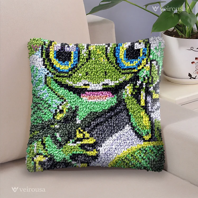 Naughty Frog Latch Hook Pillow Kit for Adult, Beginner and Kid veirousa