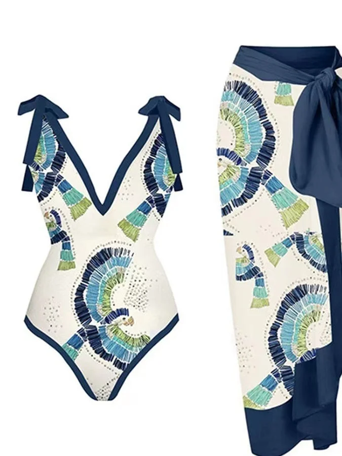 Resort Print One Piece Bikini Set