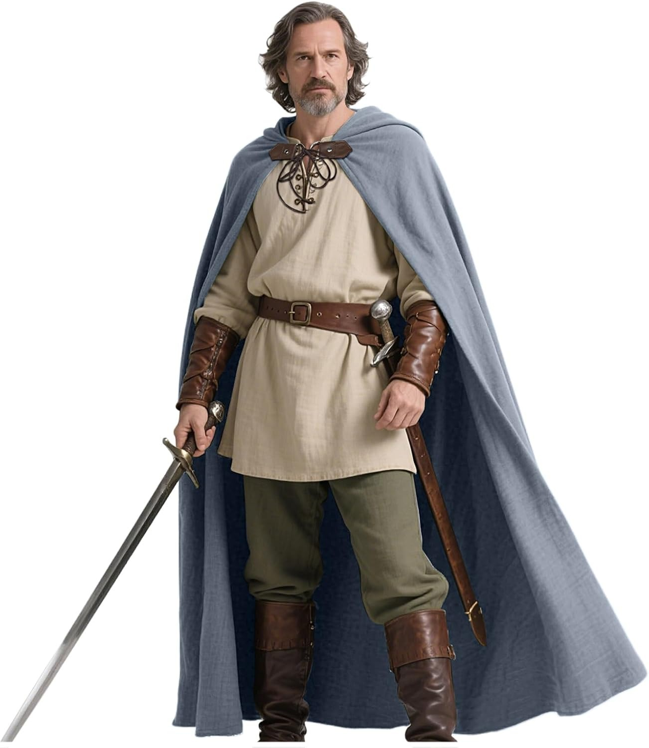 "Nordic Legends" Medieval Viking Cloak - Handcrafted Burgundy Linen Cape for Renaissance Fair & LARP ⚔️