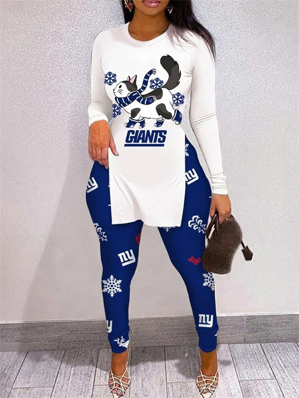 New York Giants
Limited Edition High Slit Shirts And Leggings Two-Piece Suits