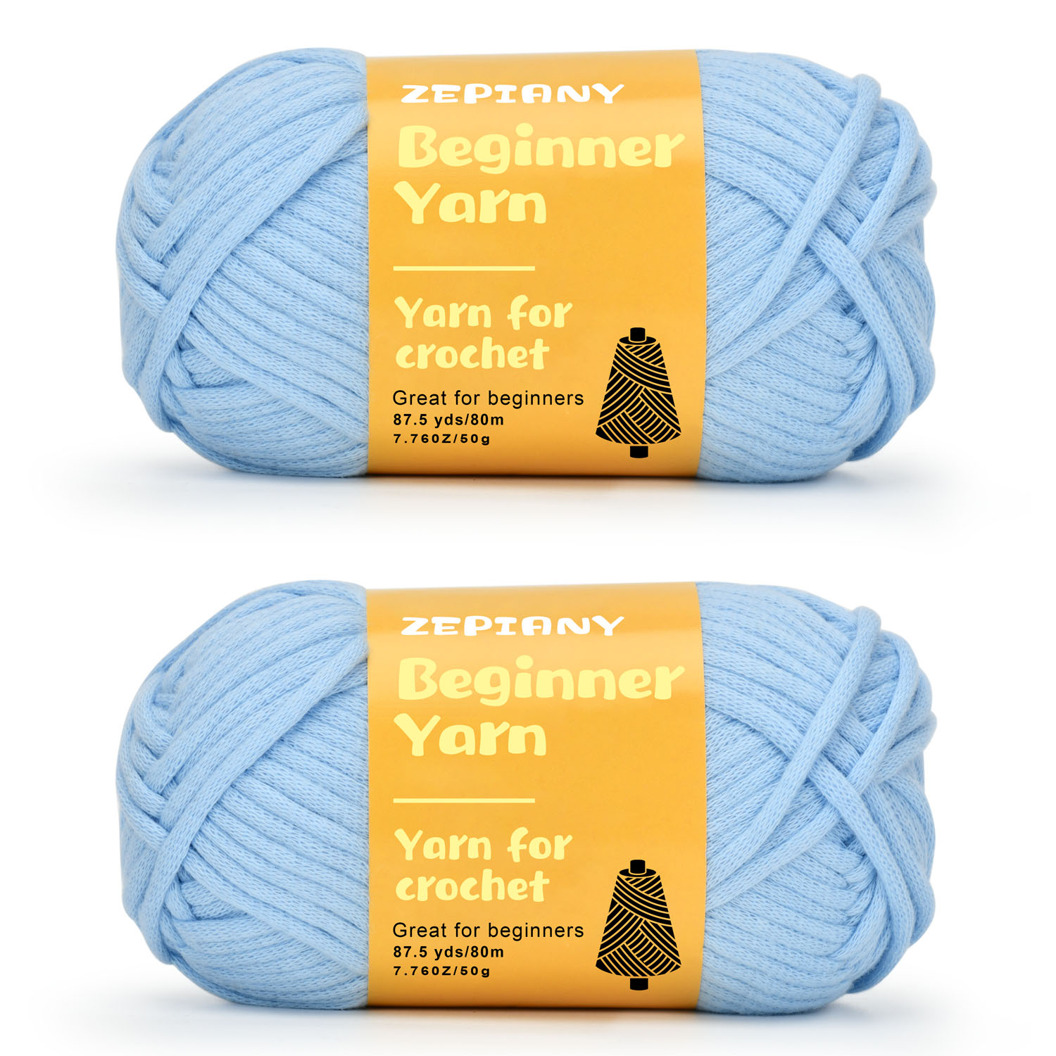 Yarn for Crocheting and Knitting for Beginners with Easy-to-See Stitches,  2PCS Cotton Nylon Blended Yarn, 2x80m (87.5yds) Pefect for Knitting or