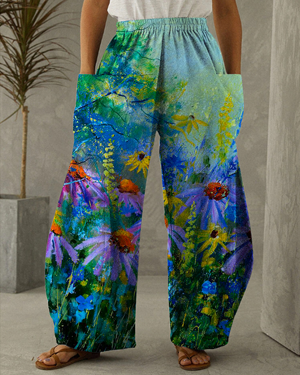 Floral Print Retro Casual Loose Pants S-5XL - Chicaggo