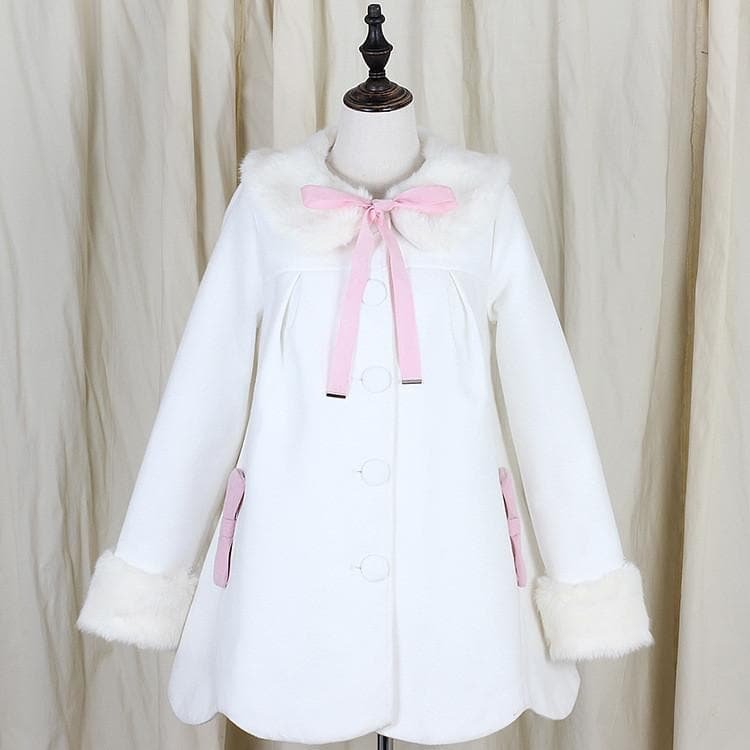 S/M White Kawaii Sakura Wave Coat SP164938