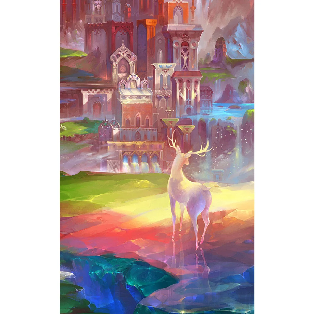 Full Round Diamond Painting - Deer & Castle(Canvas|30*50cm)