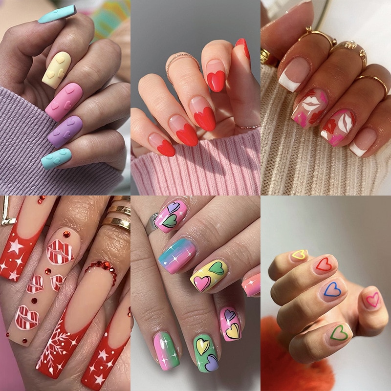 Wearable Finished Nail Beauty Love Fake Nails