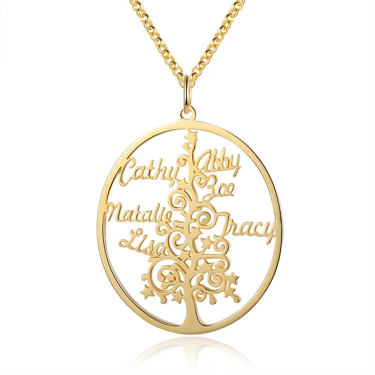 Christmas Tree Name Custom Necklace with 6 Names
