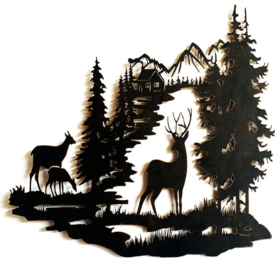 Cabin Decor Metal Deer Wall Art