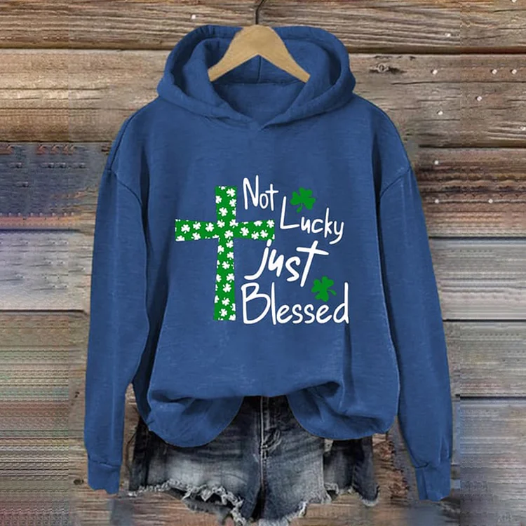 VChics St Patrick's Day Not Lucky Just Blessed Print Casual Hoodie