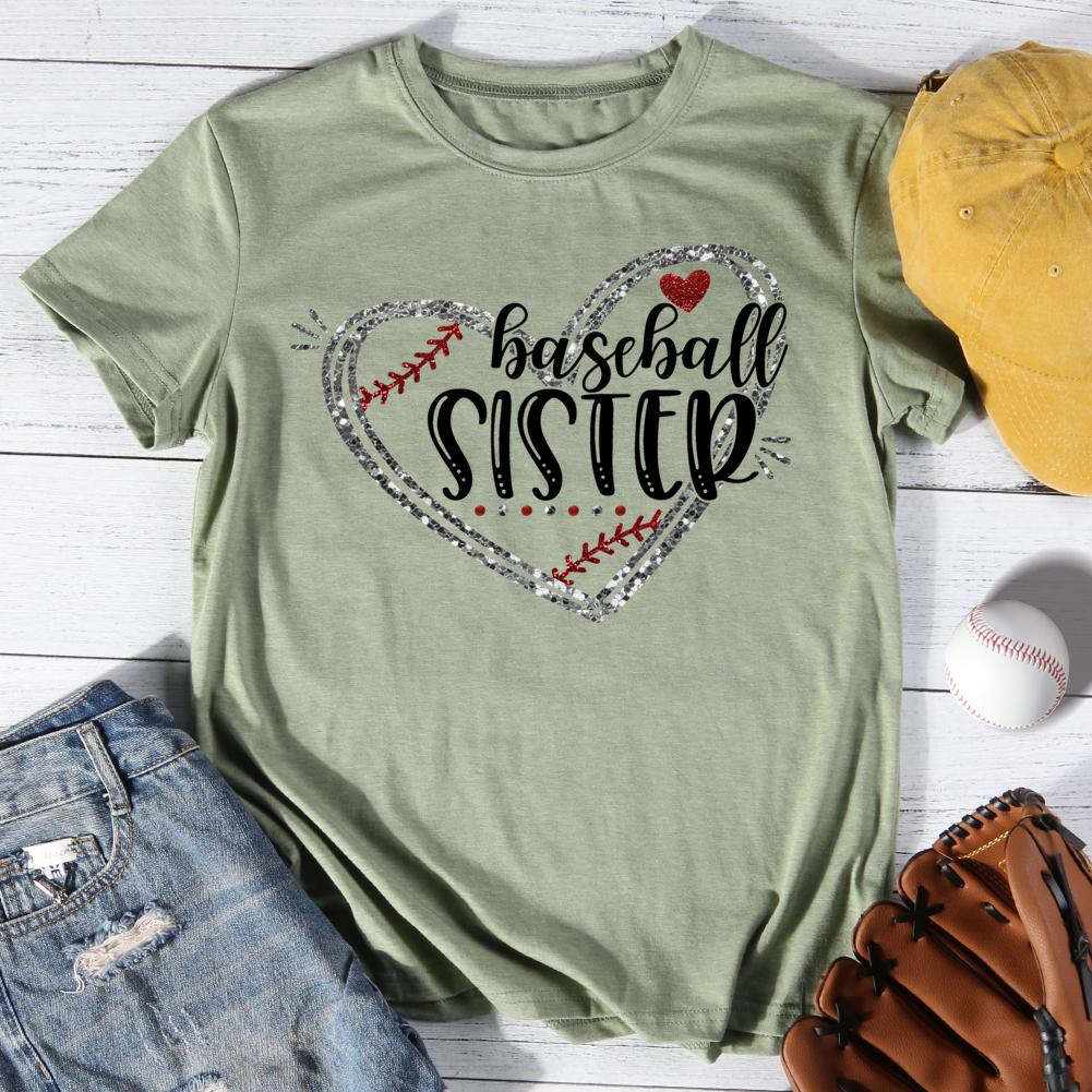 Baseball Sister Round Neck T-shirt-0025455-Guru-buzz