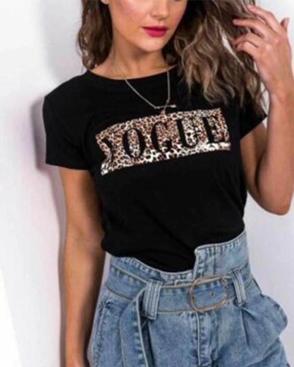 casual round neck short sleeve letter print t shirt p118031