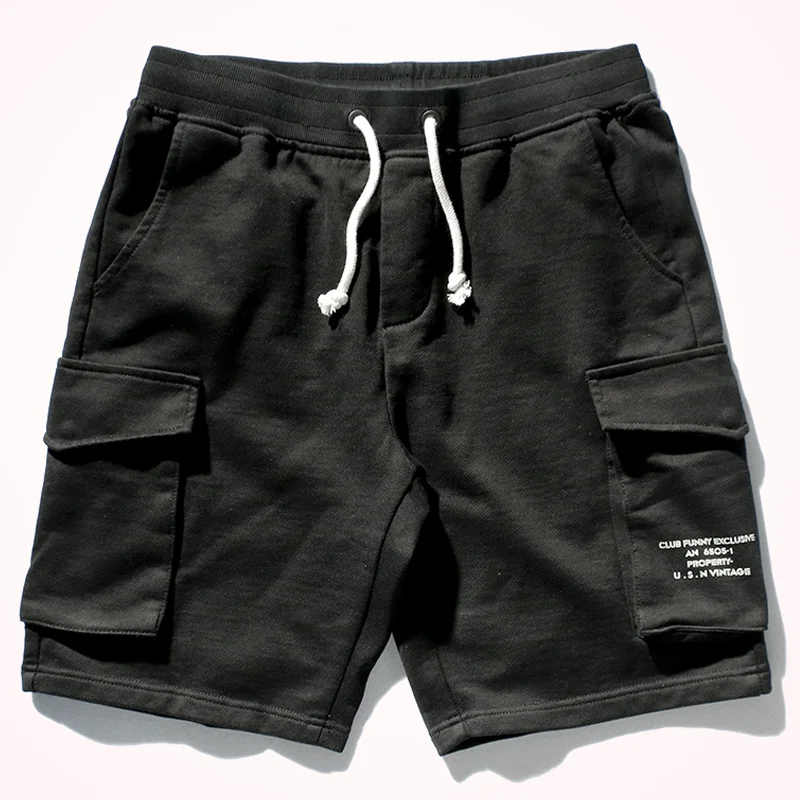 380g Pure Cotton Thick Textured Terry Multi-Pocket Sports Shorts