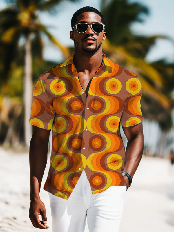 Men's Retro Abstract Art Print Shirt