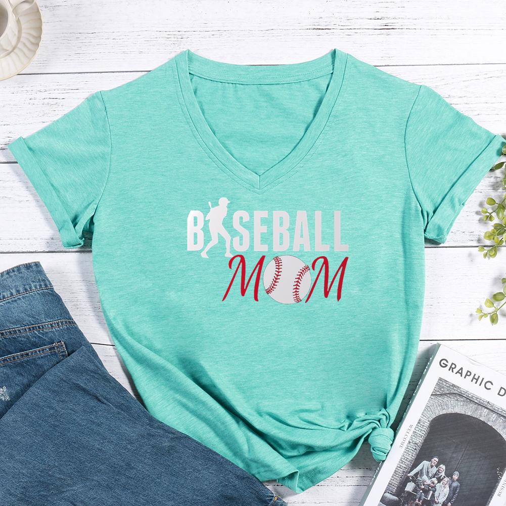 baseball mom V-neck T Shirt-Guru-buzz