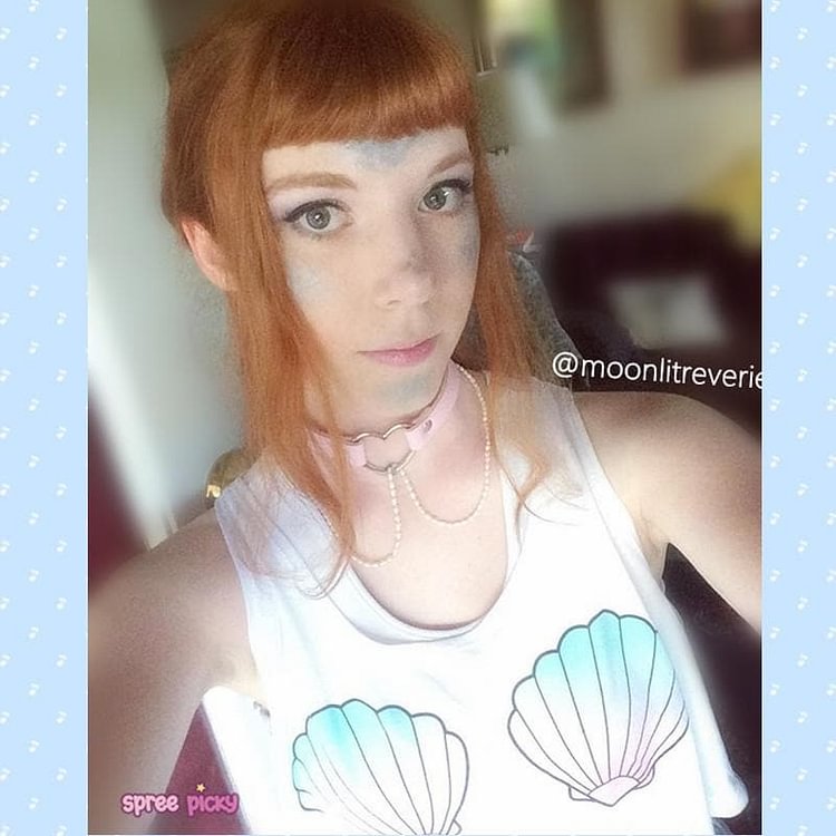 White Sea Shell Crop Tank Top Shirt SP152848