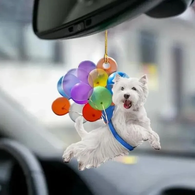 VigorDaily West Highland White Terrier Fly With Bubbles Car Hanging Ornament BC017
