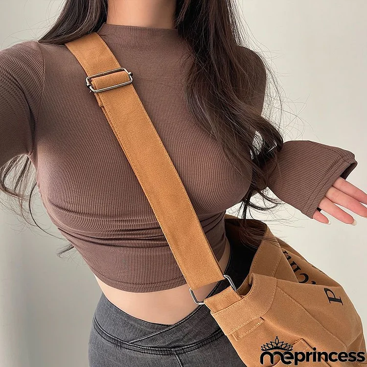 Women Fashion Sexy Solid Color Tight Crop Top
