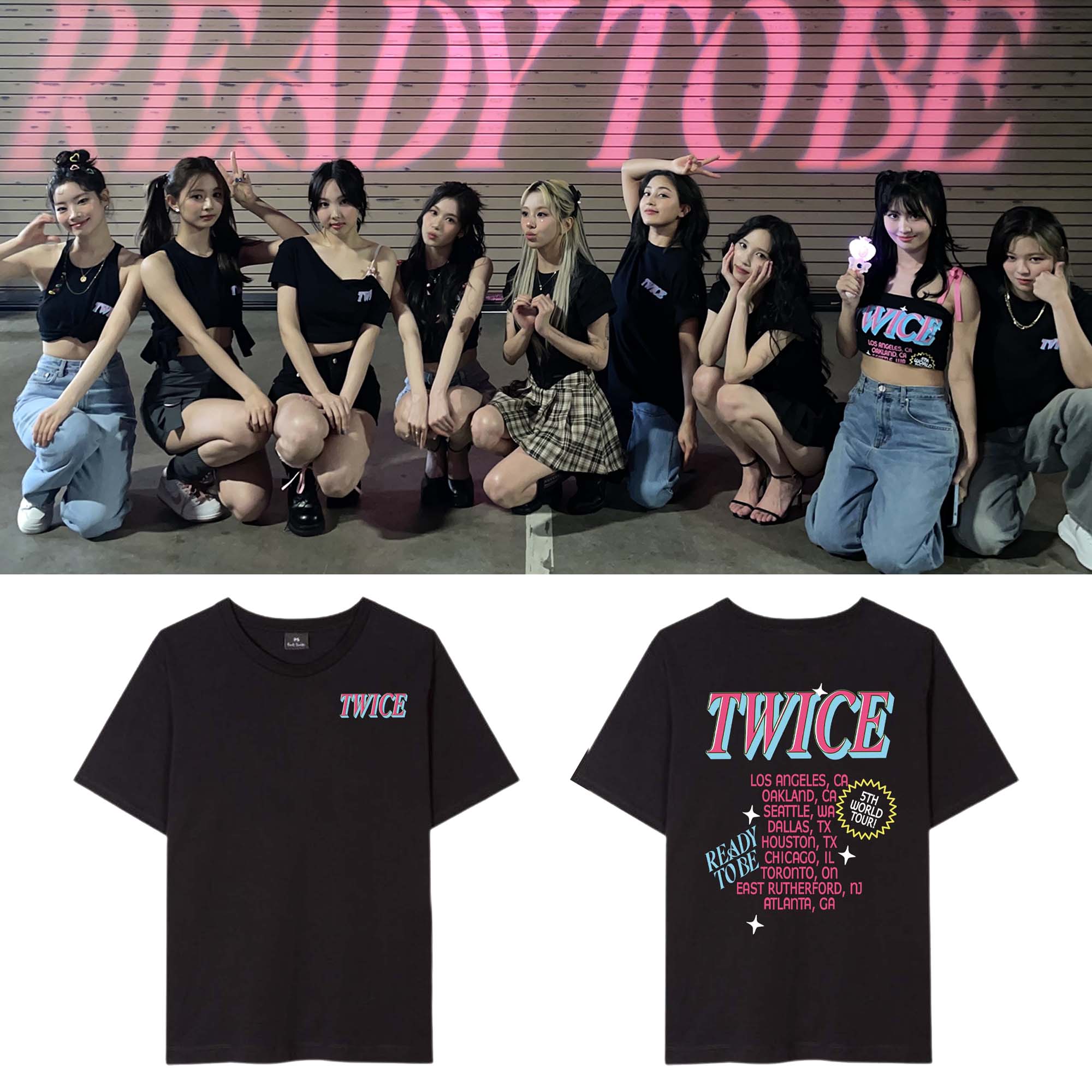 TWICE 5th World Tour READY TO BE US Heart T-shirt