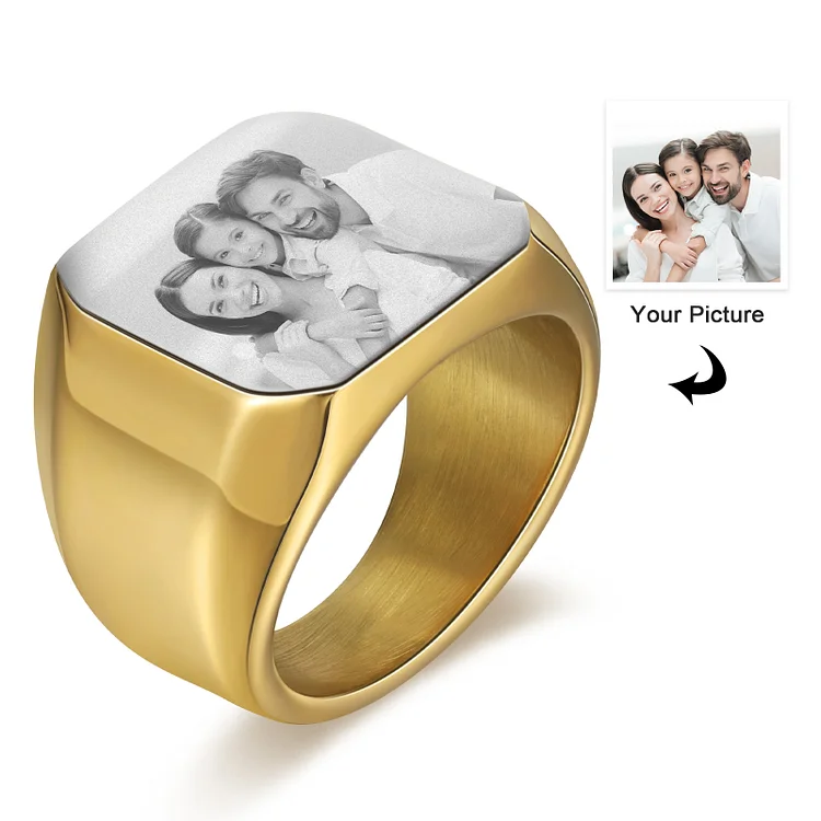 Personalized Photo Ring Thumb Ring Titanium Stainless Ring for Men
