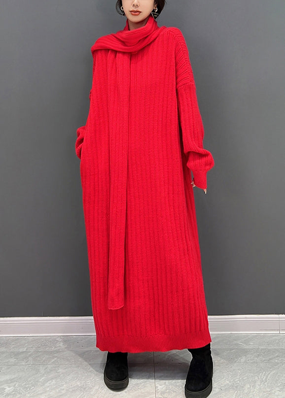 Nia Turtleneck Pencil Dress-Red main image 1