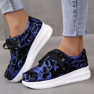 Platform Print Lace-Up Casual Shoes